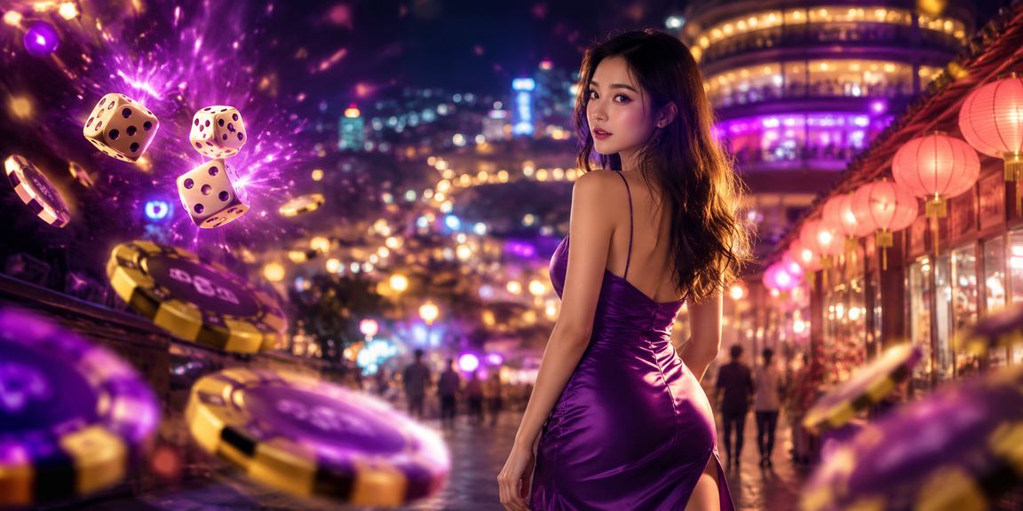 Chơi trò Tài Xỉu phổ biến tại chợ đêm Đà Lạt với biển hiệu neon rực rỡ